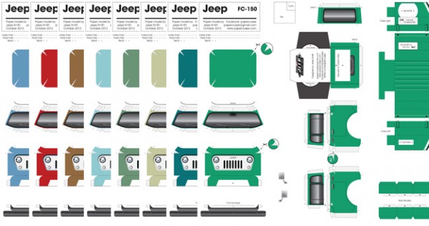 Willys Jeep FC-150 paper model colors